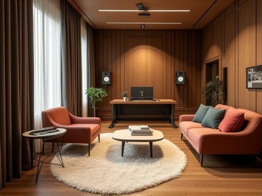 A welcoming and inspiring learning environment at Estúdio Harmonia's studio, featuring modern equipment and a comfortable setting.